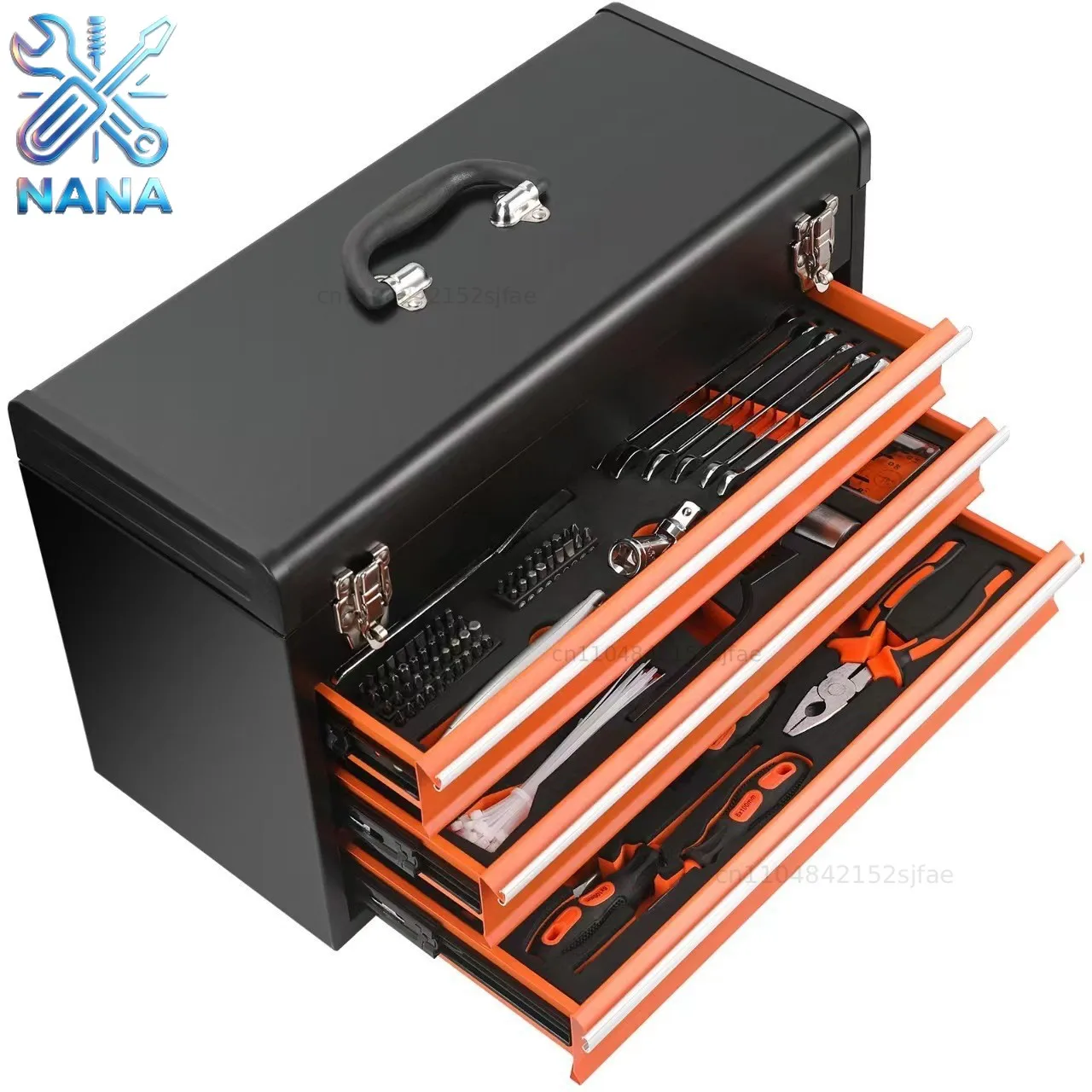 Source factory direct sales foreign trade tool set, portable three-pump small self-locking toolbox 408-piece toolbox