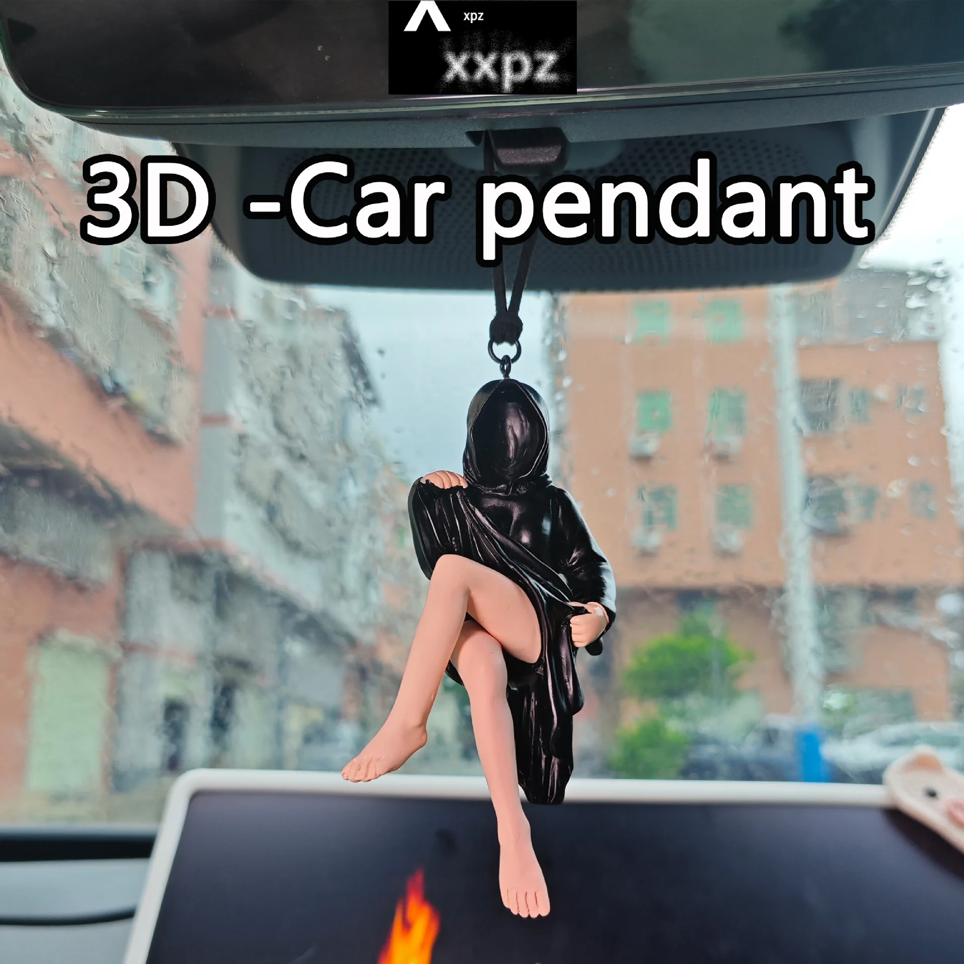 

3D Black Robe Queen Halloween Car Rearview Mirror Pendant,Funny Car Interiors Accessories for Most Cars, Trucks, SUVs, Etc