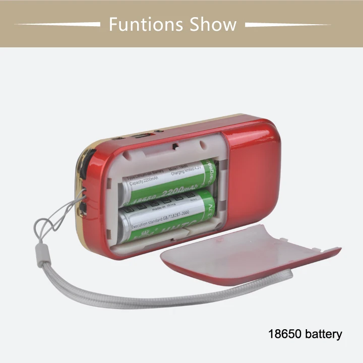 EONKO-B836BT راديو بلوتوث مع FM ، TF ، USB ، تسجيل سماعة الرأس ، مصباح يدوي ، بطارية قابلة للشحن ، 2x1200mAh