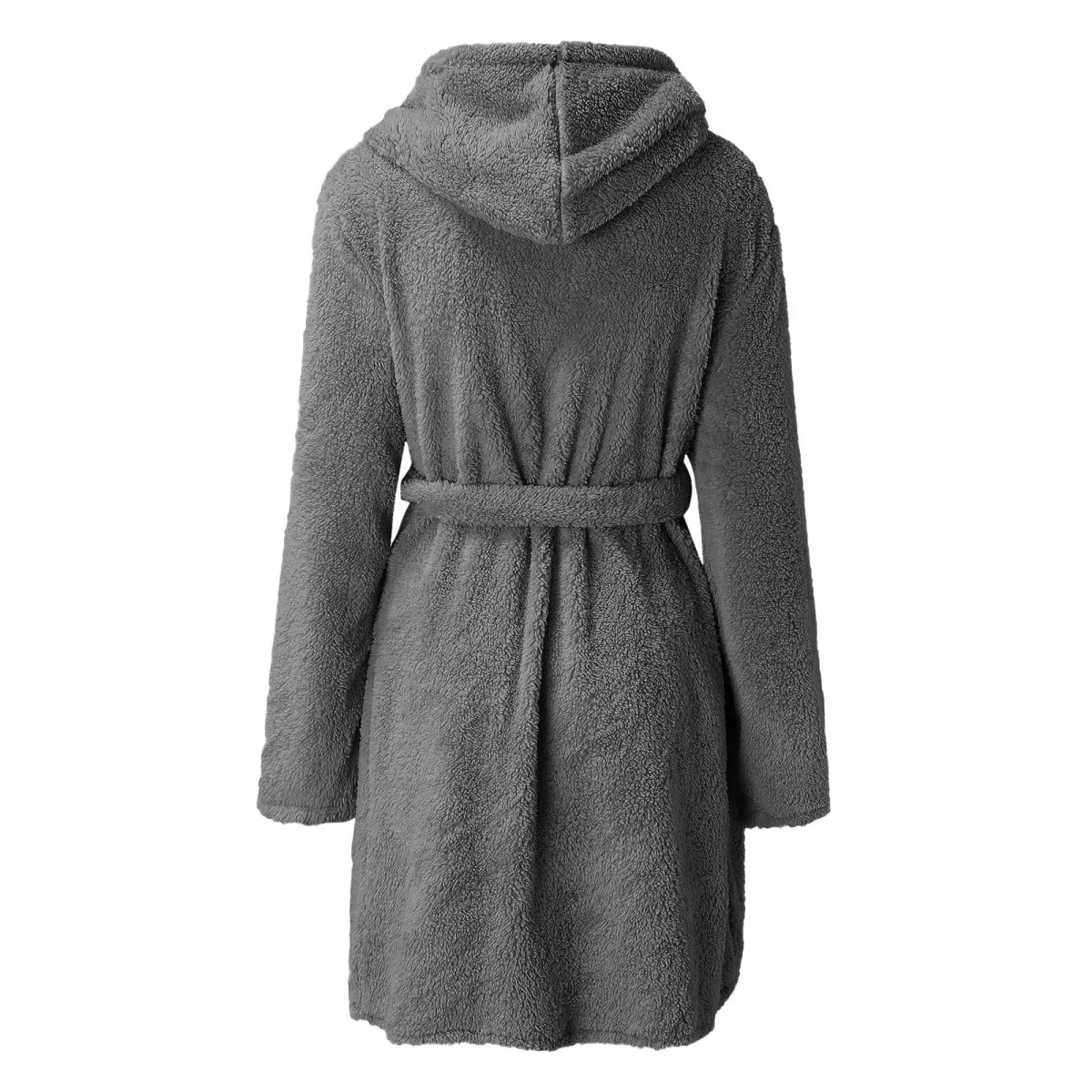 1 piece of hooded home plush pajamas, solid color warm bathrobe