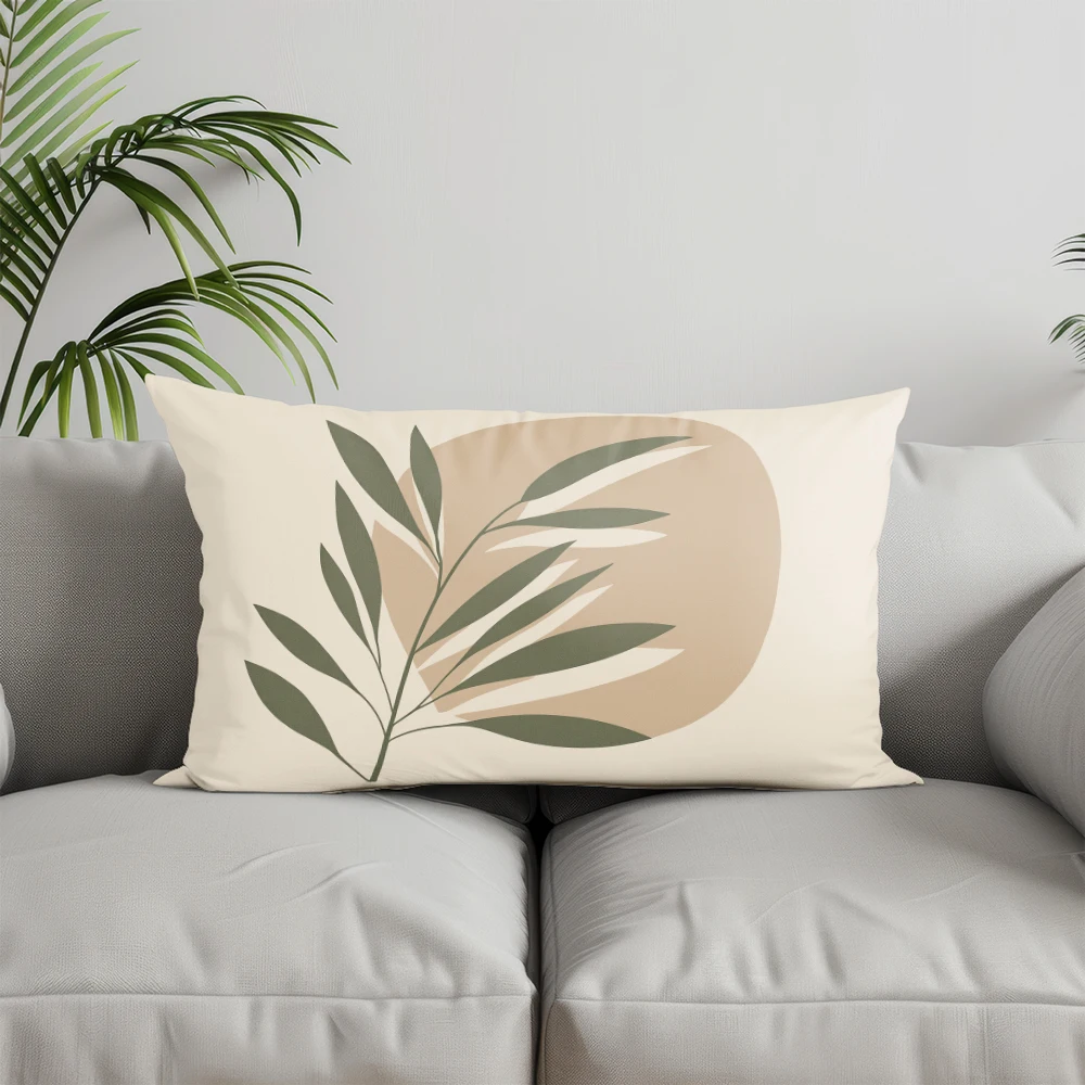 Home Decor Minimalist Leaf-Patterned Rectangle Pillow Suitable For Sofa Bedroom Car Cushion Rectangular Back Cushion