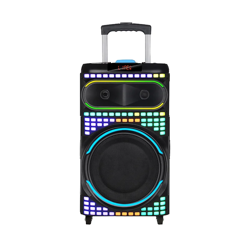 NDR-1260 Dual 12-Inch Wireless Party Speaker Multifunction Karaoke Player FM Radio Subwoofer Battery-Powered Trolley Stage Boxed