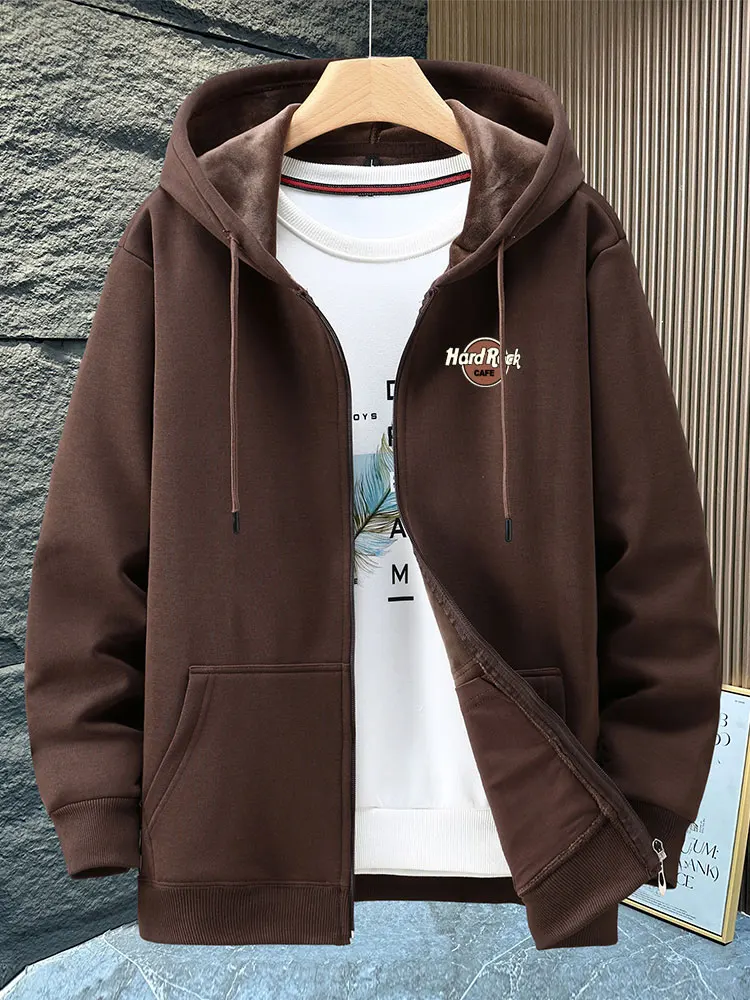 

Men's Oversized Thickened Silver Velvet Open Cardigan Sweatshirt Autumn Winter New Style Casual Fashion plus Size Coat
