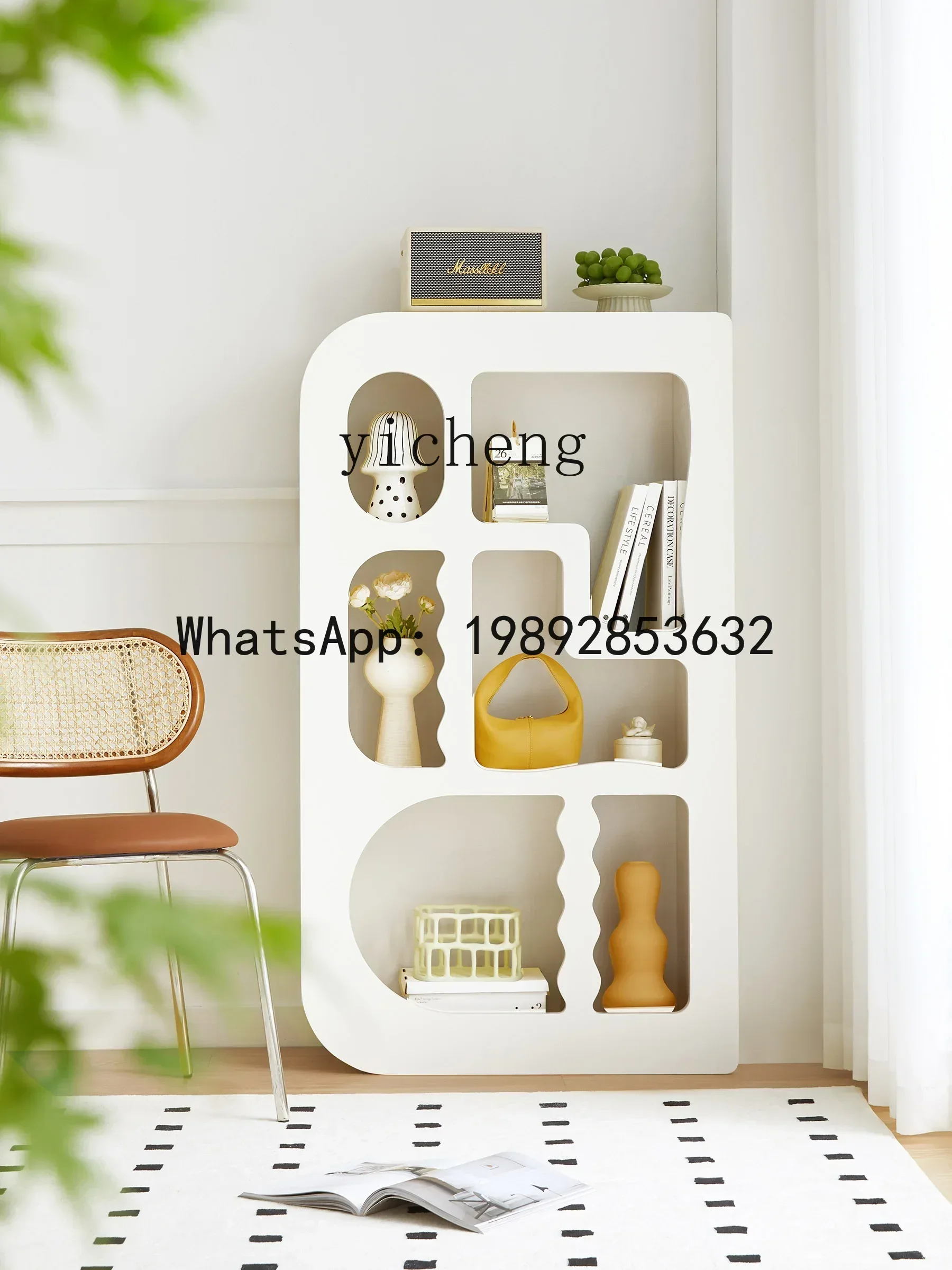 b2 Simple Cave Cabinet Living Room Storage Floor Display Cabinet White Decoration Showcase