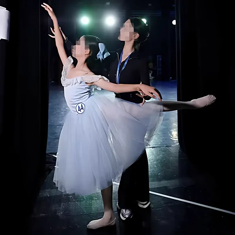 

Романтический балетный костюм Жизель для девочек, детское бархатное платье из фатина для фигурного катания, летнее платье балерины с короткими рукавами и шнуровкой