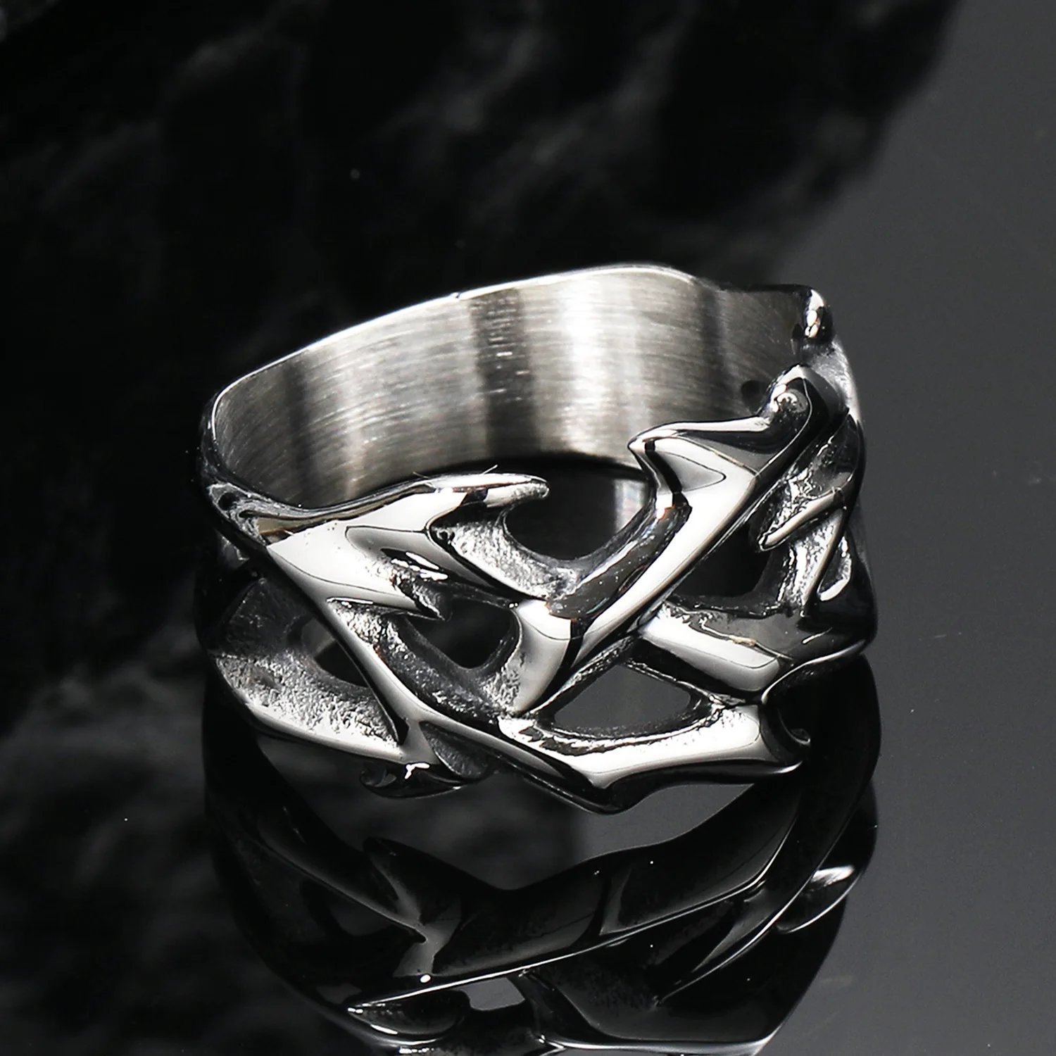 Mode Einfache Hohl Krone Von Dornen Ring Beliebte Edelstahl Charme Ringe für Männer Frauen Punk Rock Schmuck Geschenk Dropshipping – Detail 3