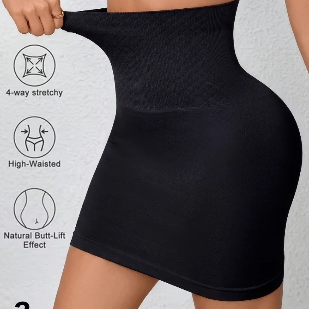 Basic High Waist Half Body Skirt Seamless Slim Fit Knitted Skirt Business Elastic Ribbed Short Dress Wearable As Outerwear
