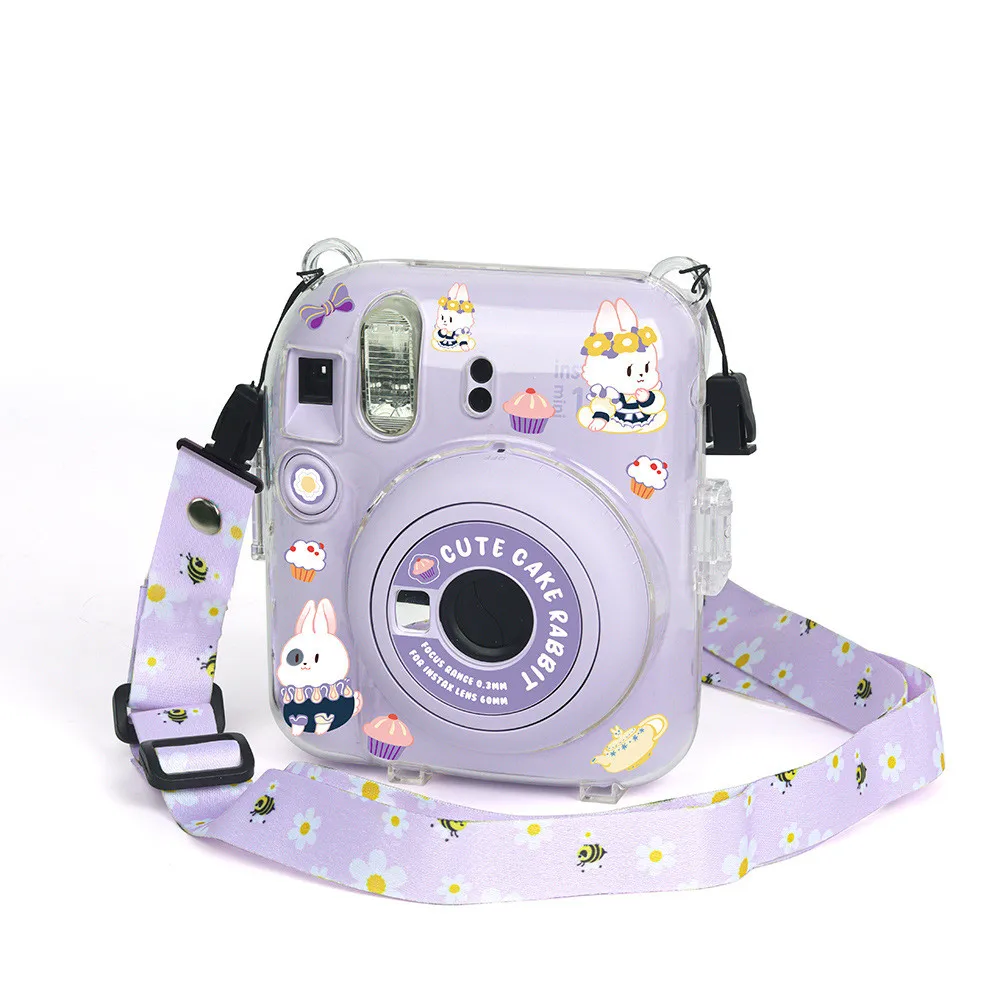 Per Fujifilm Instax Mini 12 custodia per fotocamera trasparente custodia protettiva per borsa da trasporto con tracolla custodia in tre pezzi