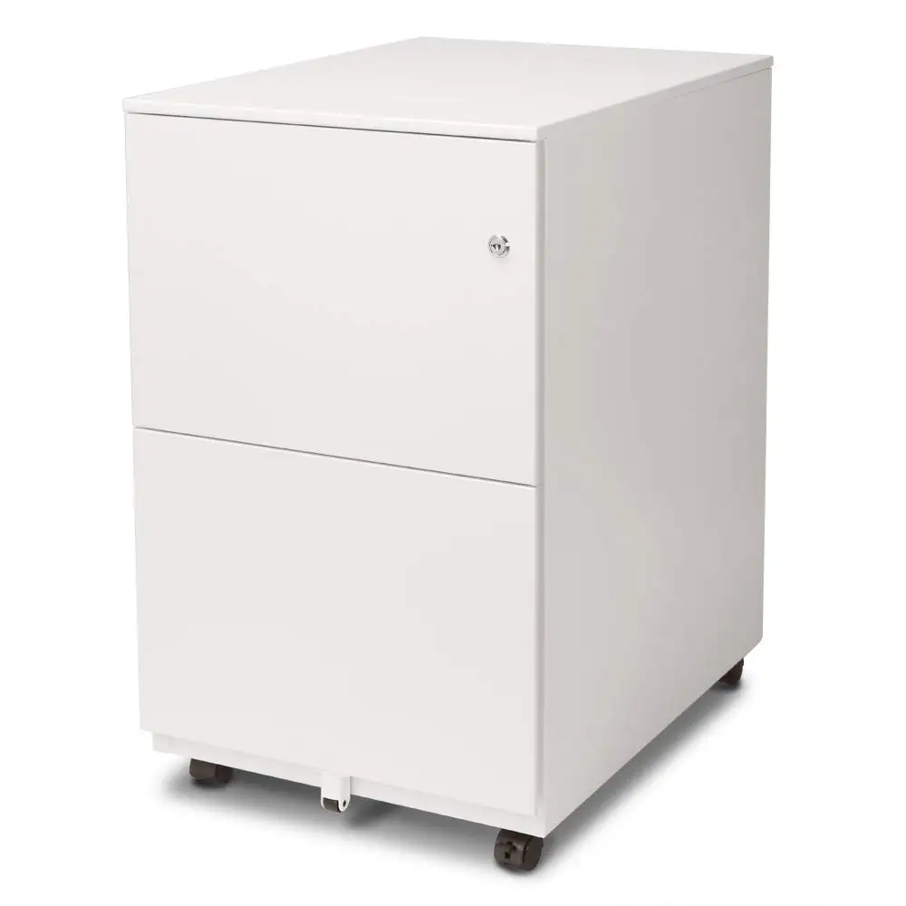 Modern Soho Design 2-Drawer Metal Mobile File Cabinet with Lock Key/Fully Assembled, White