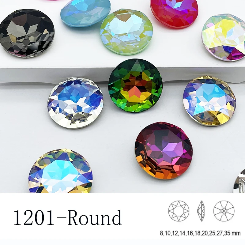 

27mm Round K9 Glass Beeds For Dress Rhinestones Crystal Pointback Gemstone Diamond For Jewelry Making Clothes Stone DIY 1201