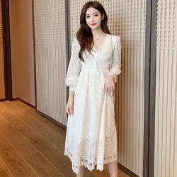 Dresses for Women Vintage New In Lace G Retro Loose 2025 Fashion Woman Long Sleeve Dress Cheap Casual Harajuku Thic Curvy Summer