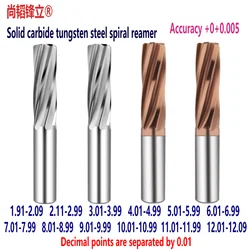 Solid Carbide Tungsten Steel Reamer 7.58 8.06 8.42 9.01mm Reaming Or Machining Holes Coated Aluminum Spiral Groove 3F 4F 6F CNC