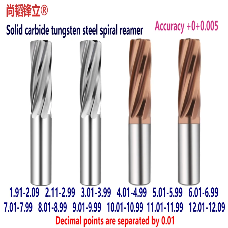 Reamer Contínuo do Aço de Tungstênio do Carboneto 6.16 6.47 7.18 7.57 mm Que Remeia ou Que Faz à Máquina Furos o Sulco Espiral de Alumínio Revestido 3f 4f 6f Cnc