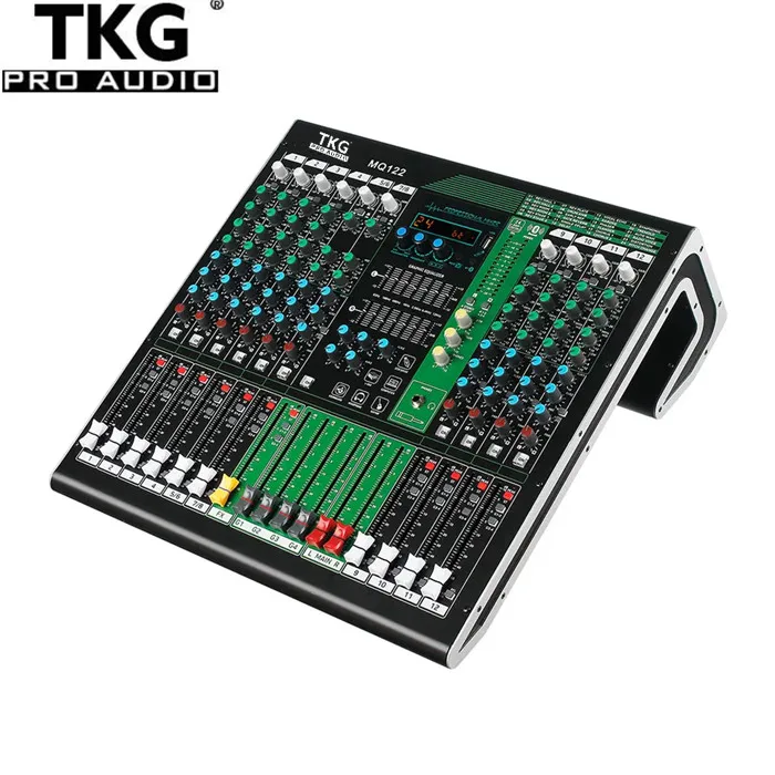 TKG MQ122 12 ช่องกลางแจ้ง 48v Phantom Power USB BT ประสิทธิภาพอุปกรณ์เสียง dj mixer เสียงระบบจีน dj mixer