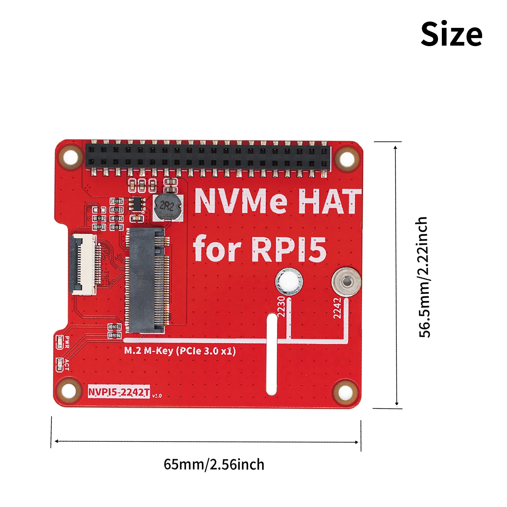 Raspberry Pi 5 NVME PCIe SSD HAT, NVPI5-2242T, 2230, 2242 M-Key, placa periférica PCIe para Raspberry Pi 5