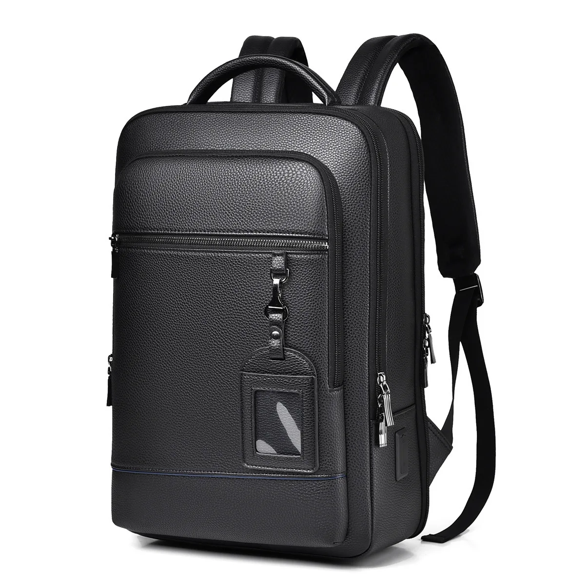 

USB Charging Backpack Men PU Leather Bagpack Large Laptop Backpacks High Quality Male Mochilas Schoolbag For Teenagers Boys