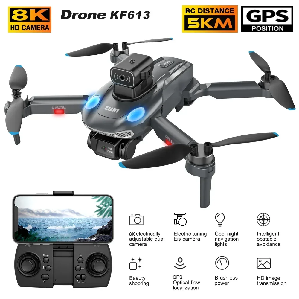 New KF613 Drone Professional HD With Camera GPS Obstacle Avoidance FPV Quadcopter Brushless Motor 5G WIFI Rc Flight Toys