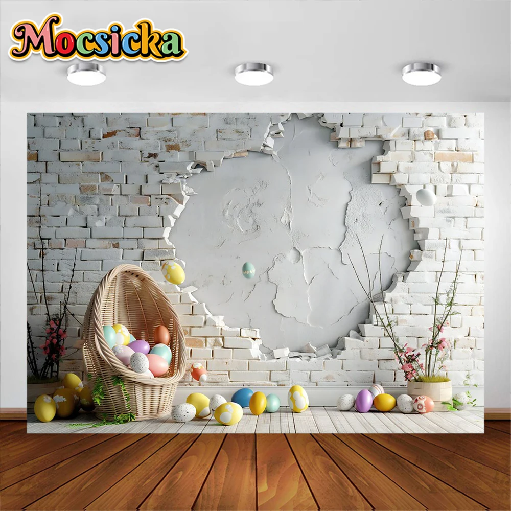 عيد الفصح التصوير خلفية بيض عيد الفصح الأرنب الطوب الجدار الديكور الأطفال صورة صور الخلفيات استوديو الدعامة راية