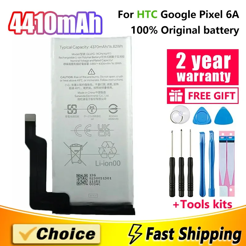 1Pc Original Battery For HTC Google Pixel 6 5 6A Pro,GLU7G G27FU G63QN GMSB3 GTB1F Replacement Phone Lithium Battery+Tools