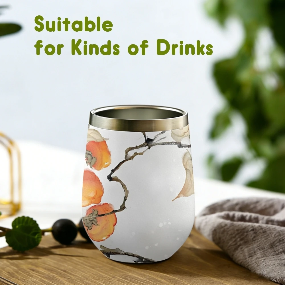Loquat Fruit Vacuum Flasks 12oz Insulated with Lid Double Wall Vacuum Stainless Steel Cup Hot & Cold Drink Mug Gift