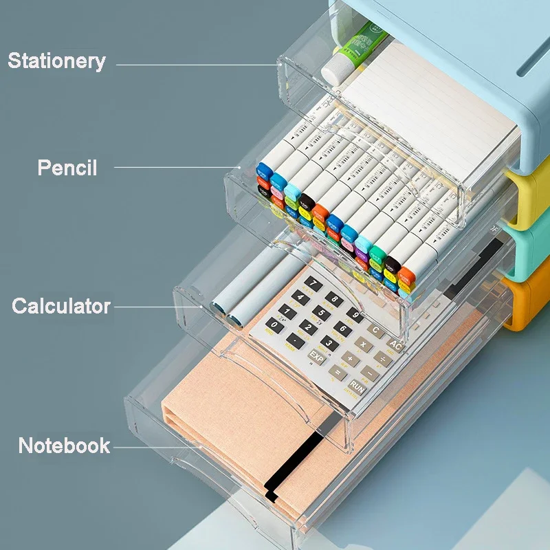 Storage Drawers Desk Organizer Document Sundries Holder Cosmetic Desktop Storage Box Cabinet Home Office Stationery Stackable