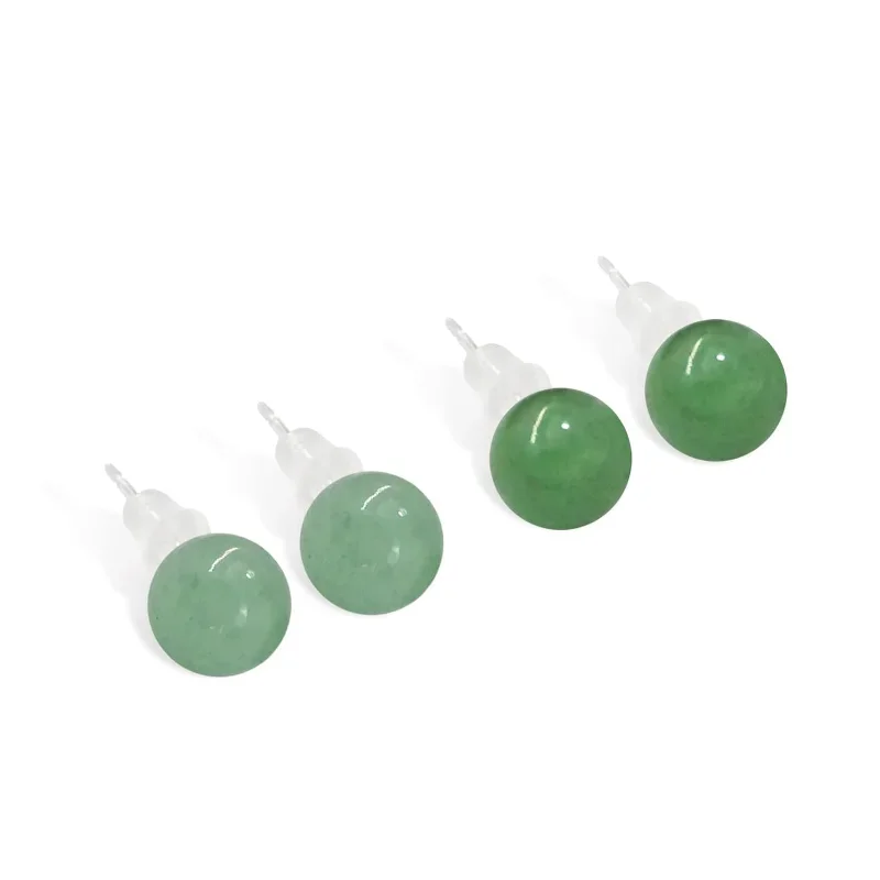 4mm 6mm 8mm Green Jade Earrings for Women, 925 Sterling Silver Needle, Good Luck Jade Jewelry for Women Men Birthday Anniversary