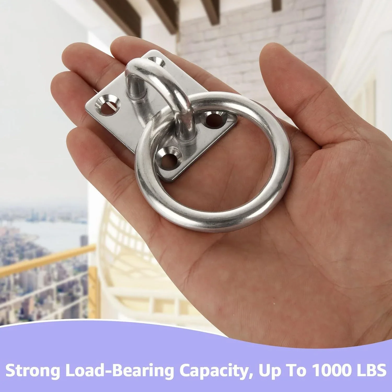 Stainless Steel Eyelet Plate with Ring Heavy Duty Ceiling Wall Mount Hook Hammock Plant Light Hanging Fixing Buckles Boat Anchor