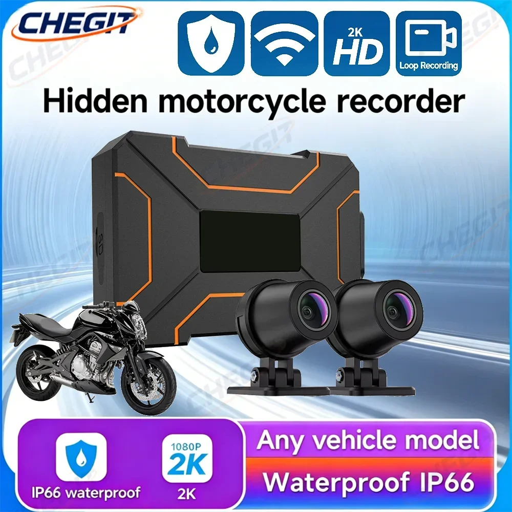 

2K Motorcycle DVR Full Body Waterproof Moto Camera WiFi Dash Cam Front Rear Driving Video Recorder Black Box IP66 Waterproof