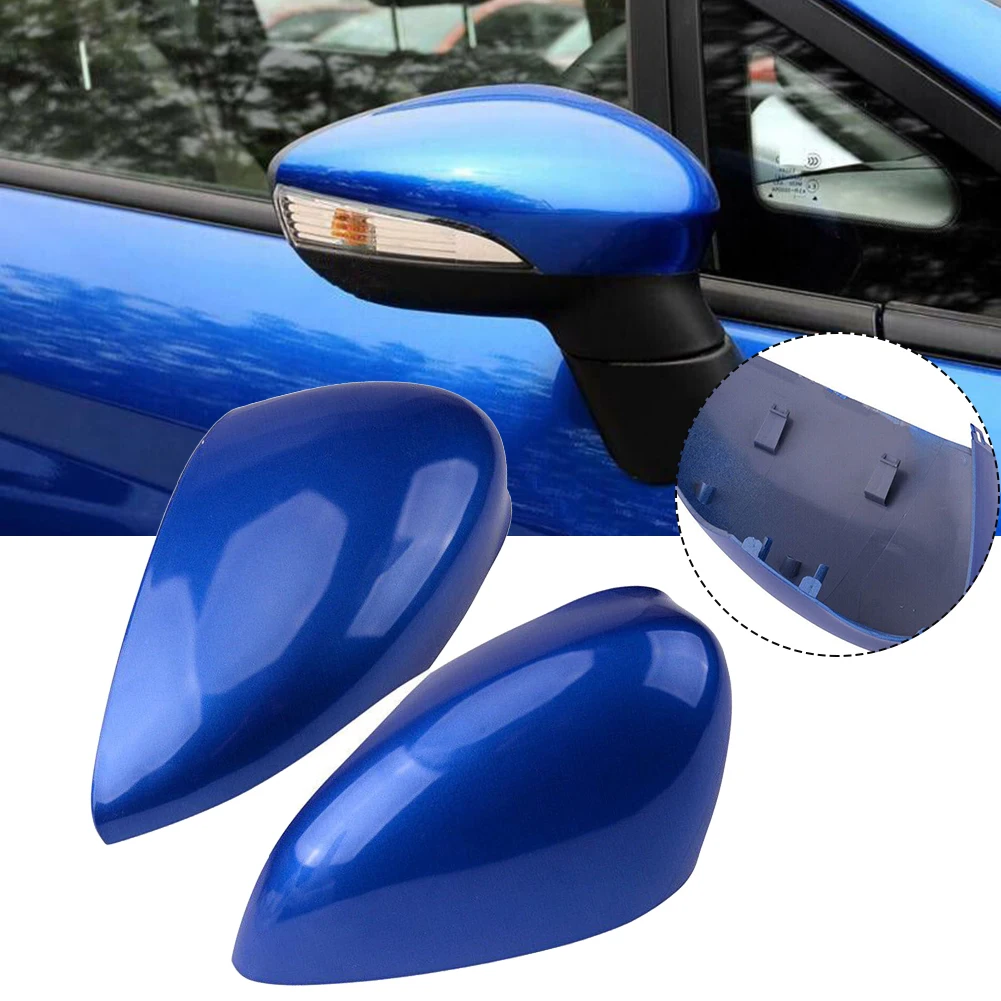 Wing Mirror Cover Stylish Dark Blue Car Side Wing View Mirror Cap Cover for Ford Fiesta MK7 08 17 Easy to Install!