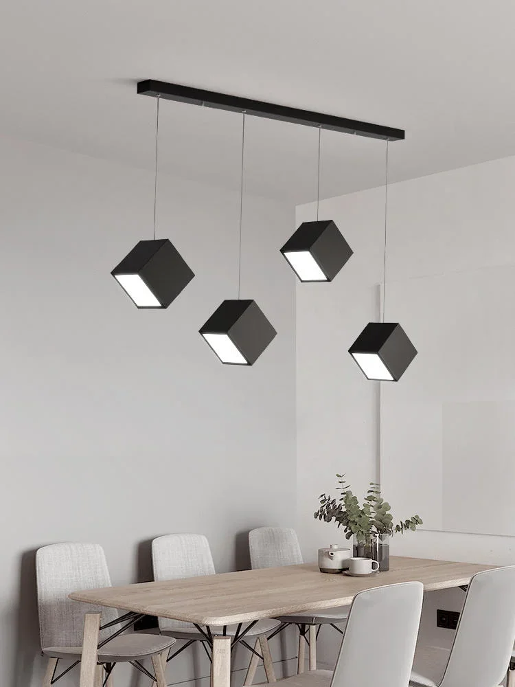 Modern Square White Creative Led Pendant Lamp Dining Room Dining Table Kitchen Dining Room Minimalist Pendant Lamp Lighting