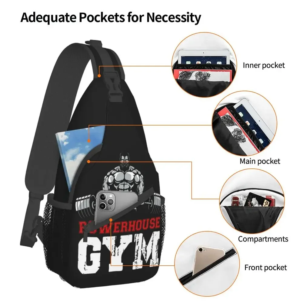 Fitness Muscle Powerhouse Gym Sling Bag Men Fashion Bodybuilding Gym Shoulder Crossbody Chest Backpack Travel Hiking Daypack