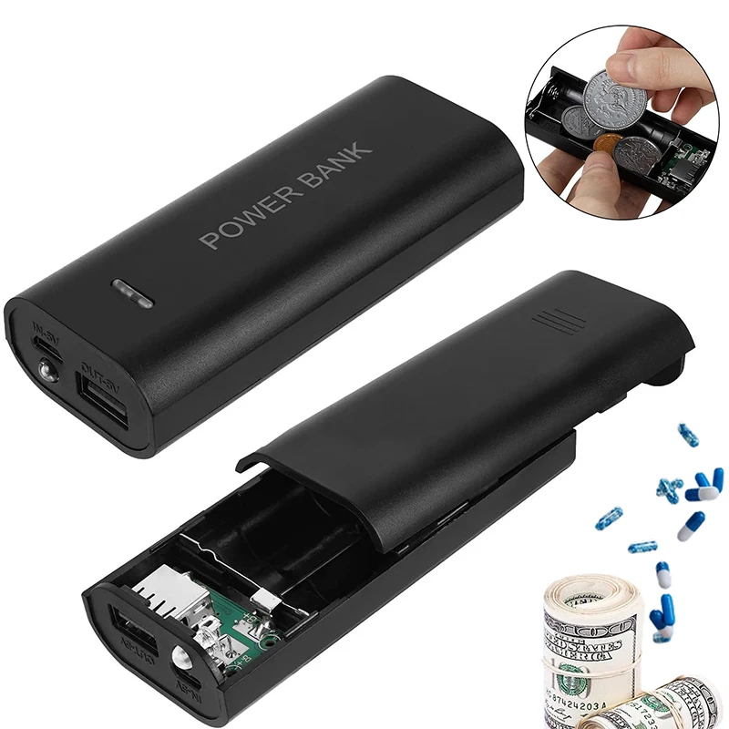 Salvadanaio Cassetta di sicurezza Chiave Contanti Archiviazione nascosta Creativo Falso Power Bank Portapillole Contenitore Nascondere Spot Prevenire i ladri