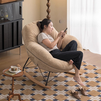 Cream wind light luxury balcony lounge chair is comfortable, sitting, reclining and sleeping, single sofa, massage rocking chair