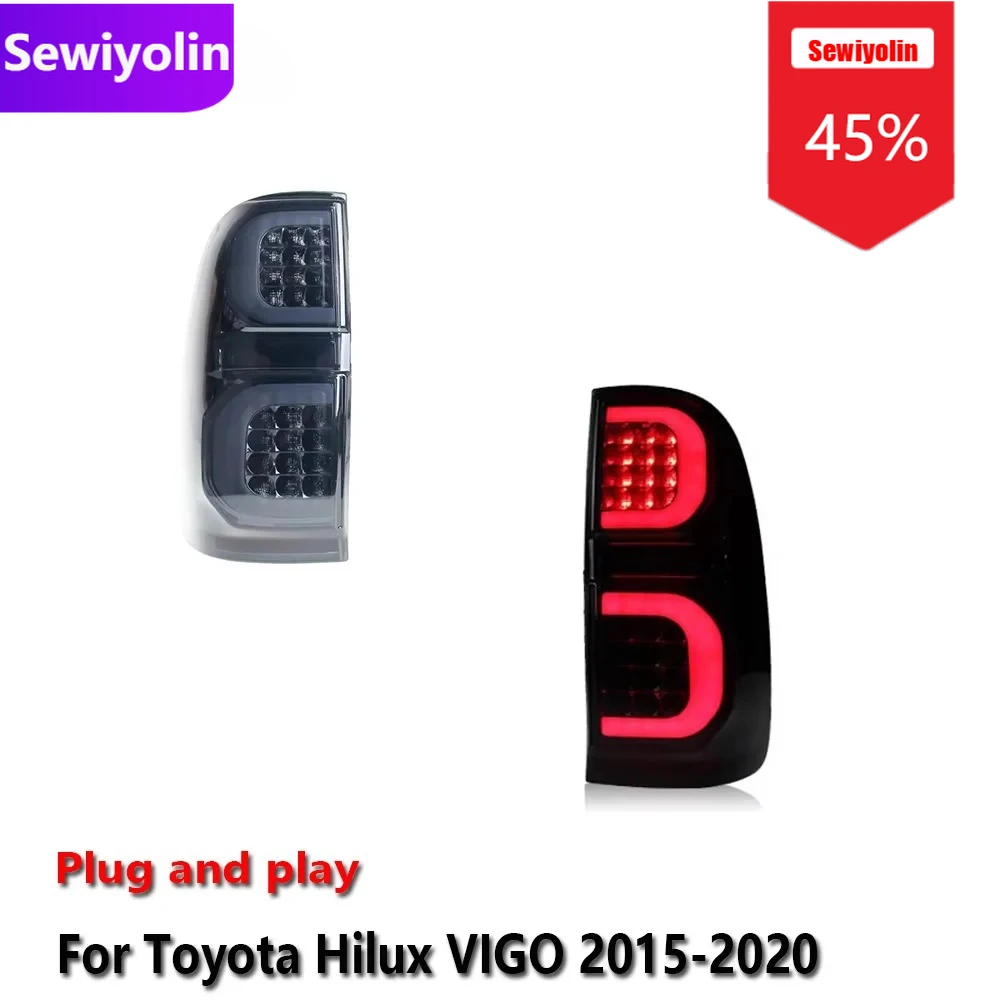 

Car DRL LED Tail Light Assemblies For Toyota Hilux VIGO 2015-2020 Auto Fog DRL Brake Turn Signal Lamp Plug And Play