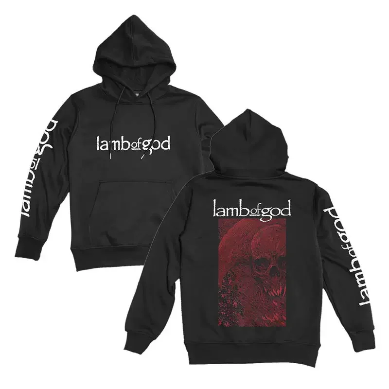 Hoodie Punk Vintage Lamb of God, Hoodie Band Rock, Sweatshirt kasual pakaian luar mantel Metal berat, atasan bertudung untuk Streetwear