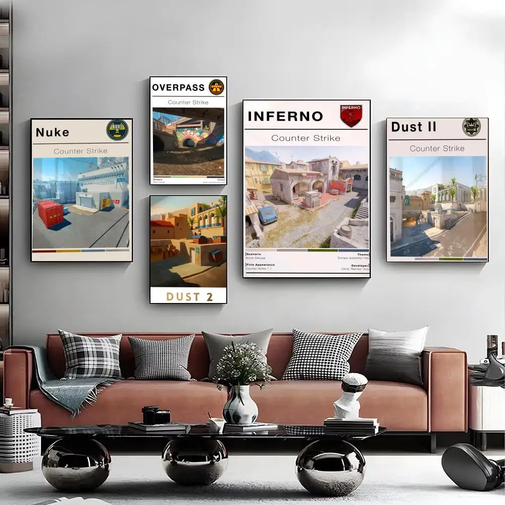 Hot Classic CS GO Map Poster Modern Minimalist Wall Art Prints for Bedroom Living Room Home Decor Interior Gift