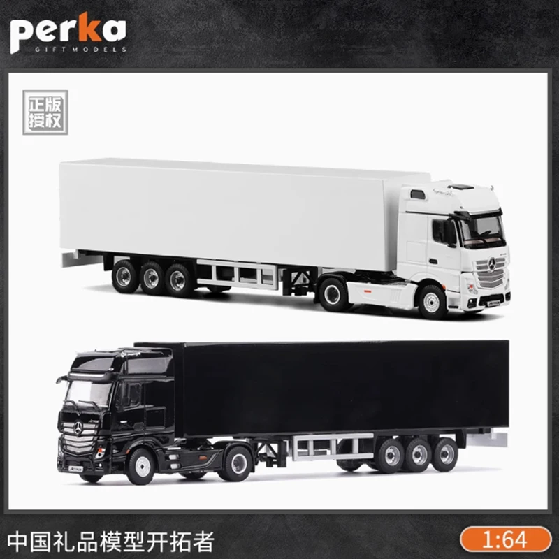 

Perka масштаб 1:64 контейнерный грузовик полуприцеп из сплава, имитация модели автомобиля, статическая коллекция, украшенная праздничная игрушка, сувенирный подарок