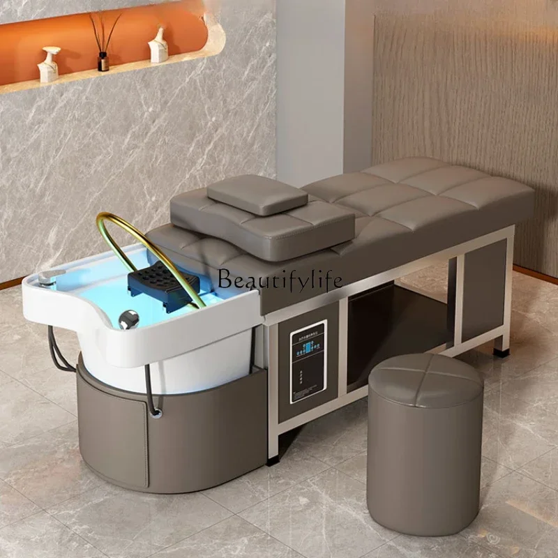 88.Ceramic Basin Head Therapy Shampoo Chair Hair Saloon Dedicated Thai Massage Water Circulation Fumigation Stainless Steel