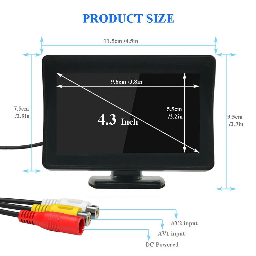 4.3 inch TFT LCD Car HD Monitor Reverse Camera Security Display for Reverse Backup Parking Camera Drive Recorder