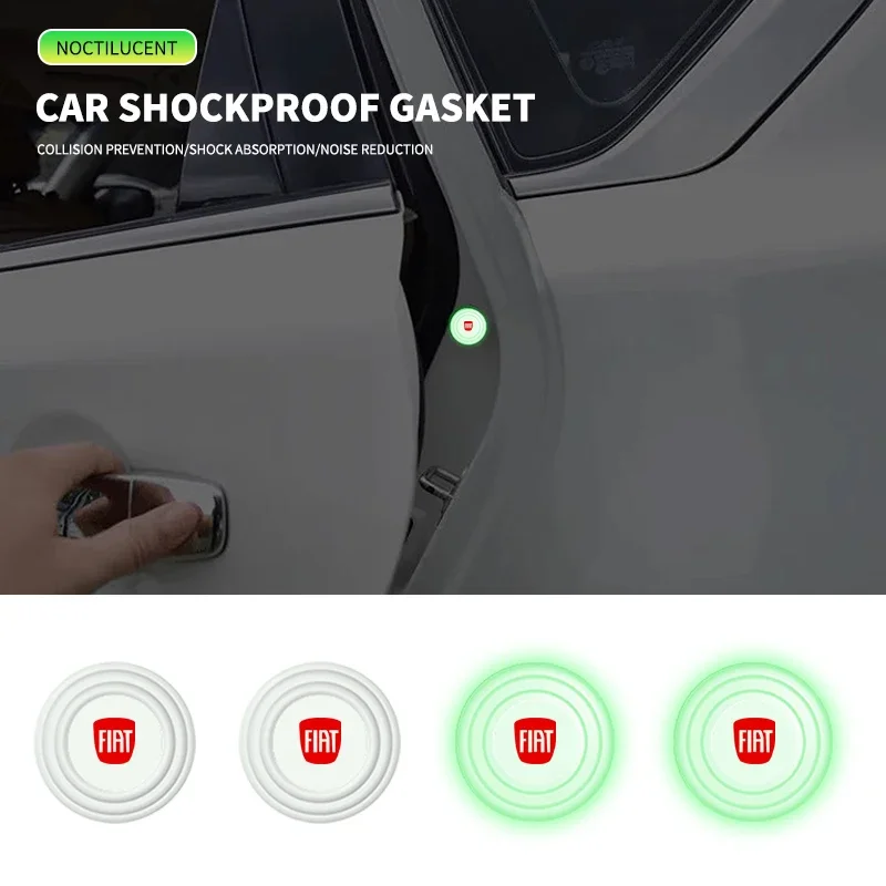 1/2/4Pcs Luminous Shock Absorber Car Door Silicone Anti Shock Pad For FIAT Abarth 500 Pulse Panda Tipo Strada 600 500L Mobi