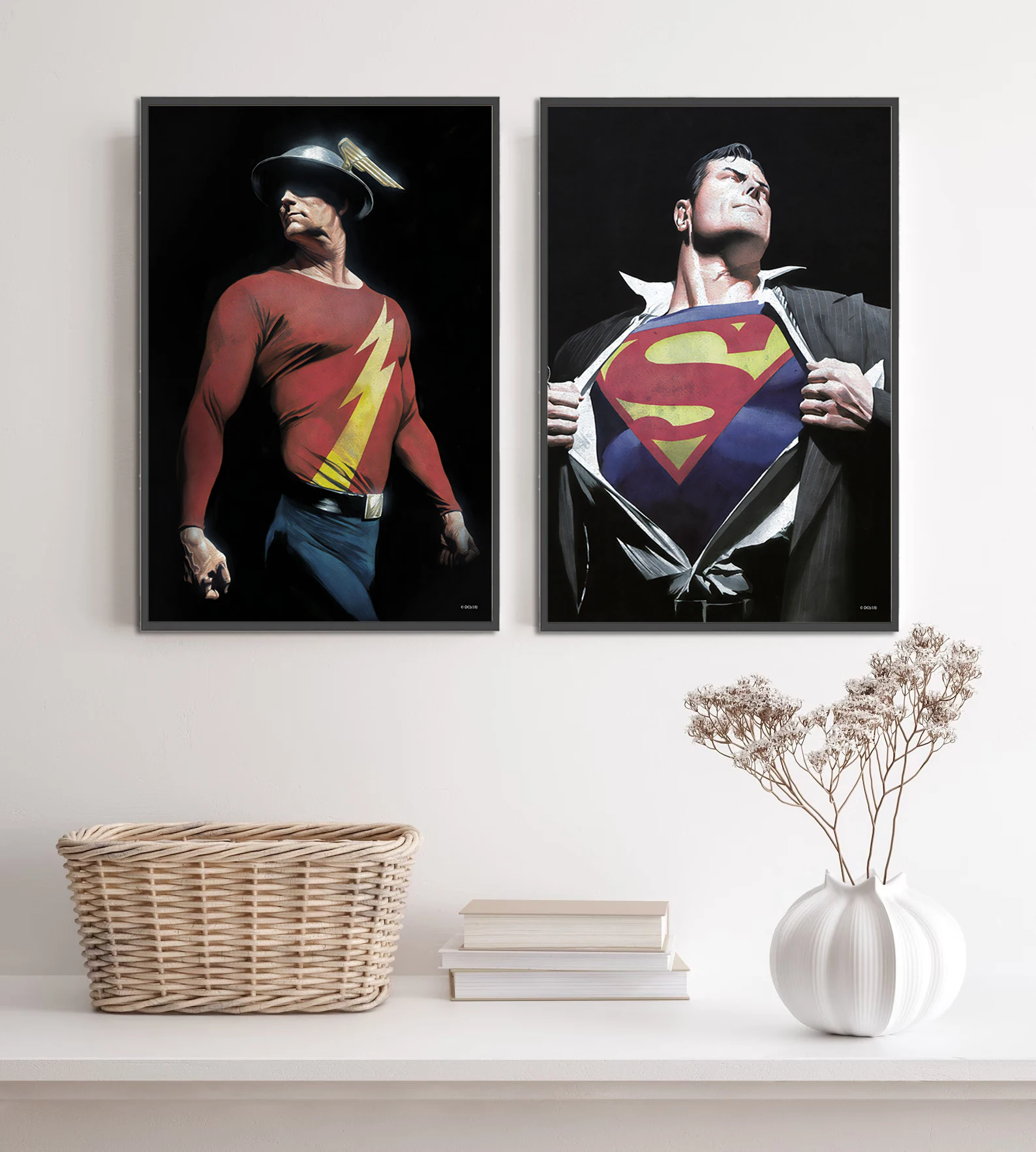 DC Heroes Ross Edition Superman Self-adhesive Poster Movie Wallpaper Figures Home Decoration Painting Wall Art Bedroom Cartoons