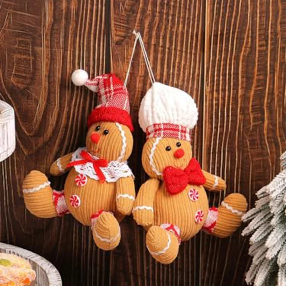 Cute Christmas Tree Decoration Plush Toy Pillow Gingerbread Man Cushion Plush Stuffed Toy Suitable For Family Friends Children