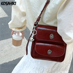 Japońska Vintage solidna torba na telefon komórkowy Office Lady luksusowy Design słodkie torebki Y2k wszystkie mecze Casual damskie torby na ramię typu crossbody