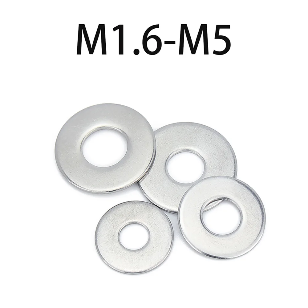 M1.6 M2 M2.5 M3 M4 M5 2/10/50/100PCS 304 Stainless Steel Flat O-Shape Washers Plain Gaskets Mechanical Fastening Accessories