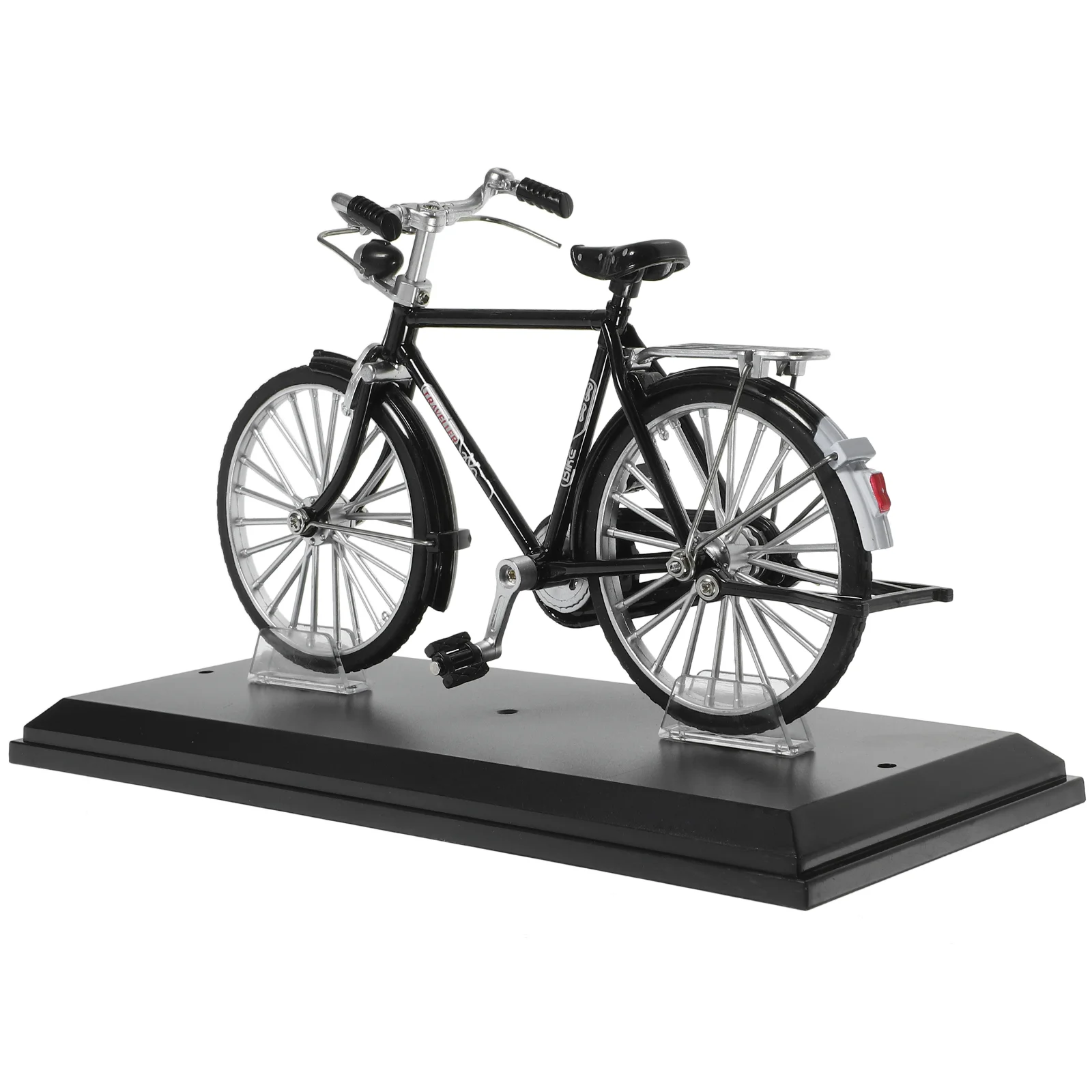 

Bicycle Model Vintage Home Decor Lifelike Bike Adornment Gnome Black Plastic Miniature