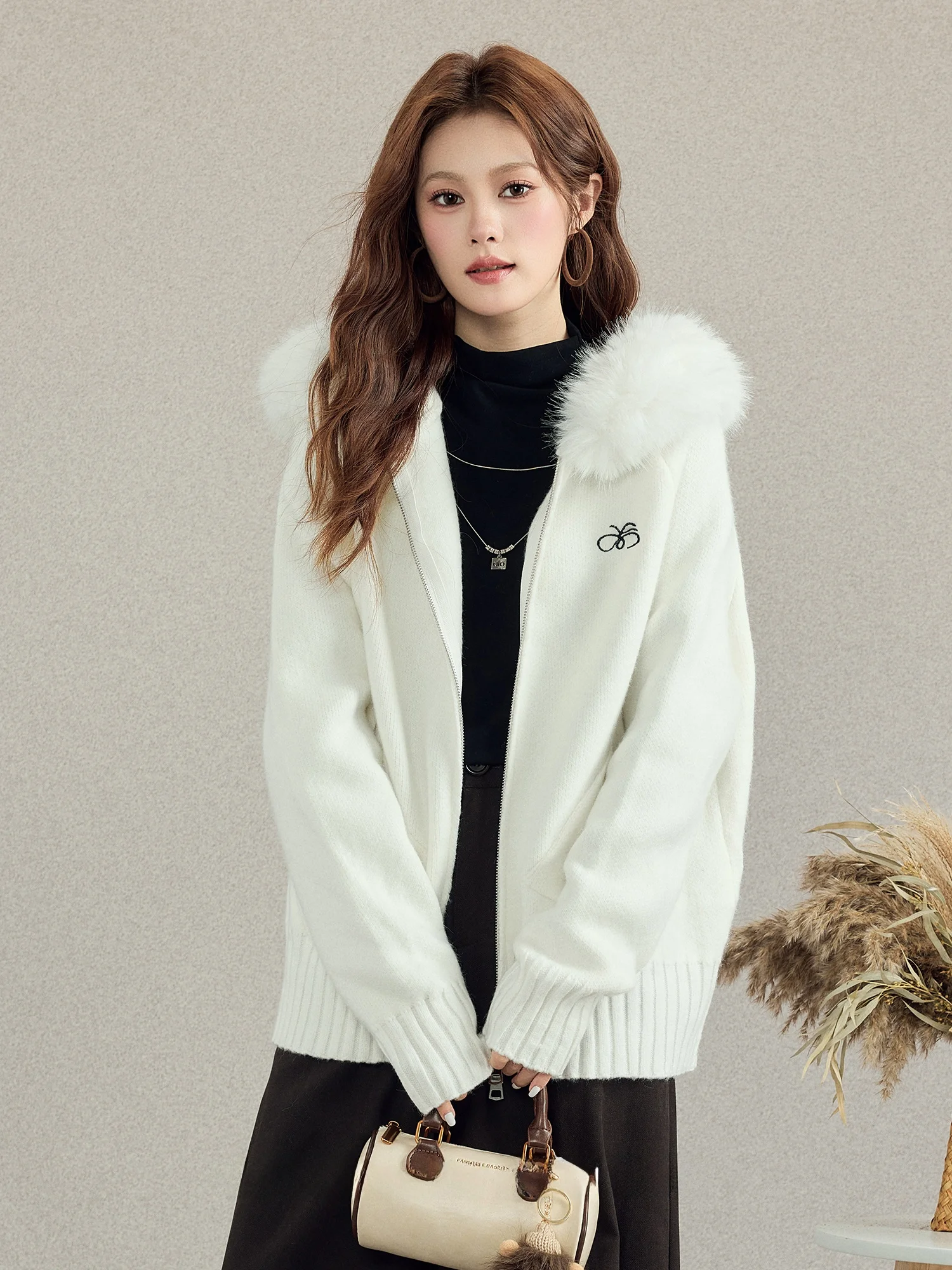 

Soft Cozy Lazy Sle Gentle Hooded Knitwear Women's Casual All-Match Sweater Cardigan Korean Version Loose Fit Long Sve