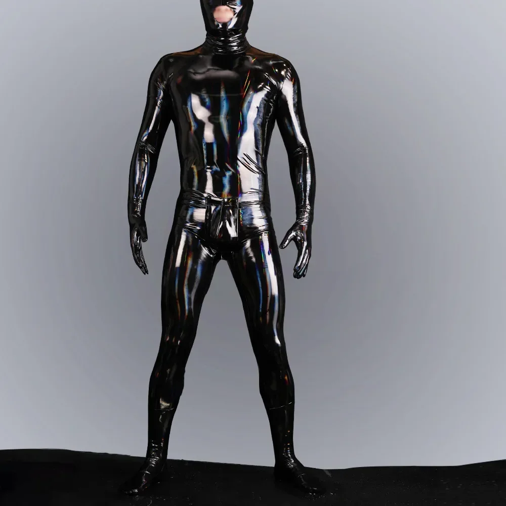 Long Sleeve jumpsuit Bodysuit Glamorous Mirror Colorful Latex Ammonia Sexy Men's Full Package Gymnastics Leotard Shiny Leather