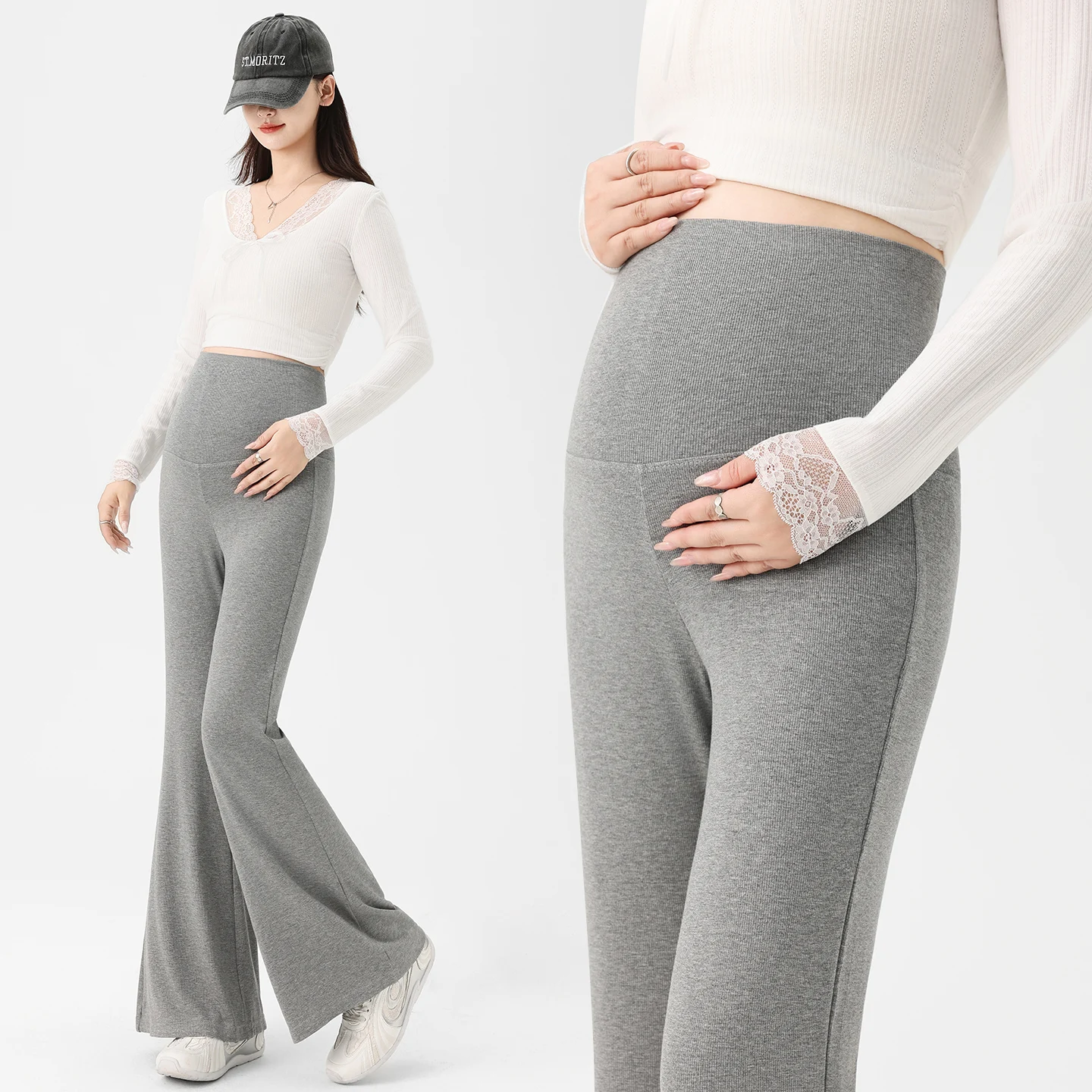 

Maternity Flared Pants 2025 - Non-Restrictive Belly Support Trousers for Spring/Autumn Wear Clothes for Pregnant Women Pregnancy