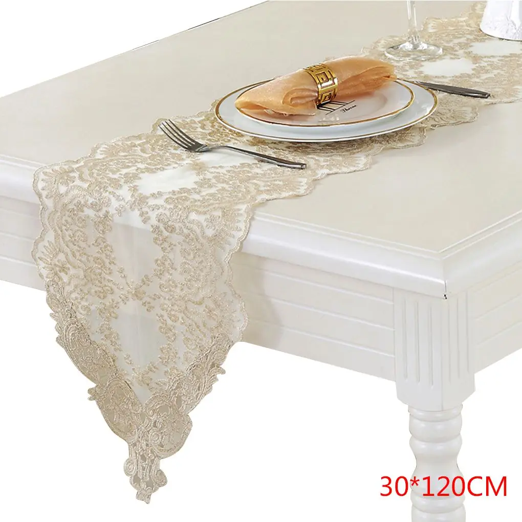 Table Flag Desk Runner Lace Hollow-out White Coffee Party Wedding Decoration TV Cabinet Tablecloth