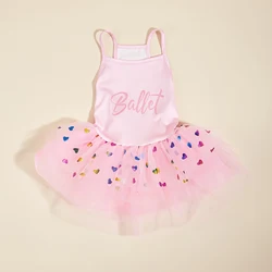 Dog Dress for Small Dogs Costume Love Heart Sequins Puppy Tulle Princess Dresses Doggie Pet Summer Clothes Apparel for Dogs Cat